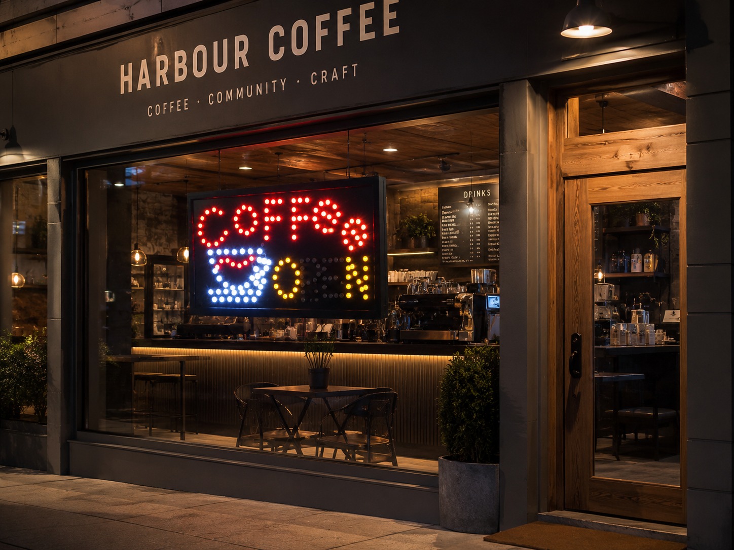 2 mode Flashing Coffee OPEN catering food led new window Shop signs