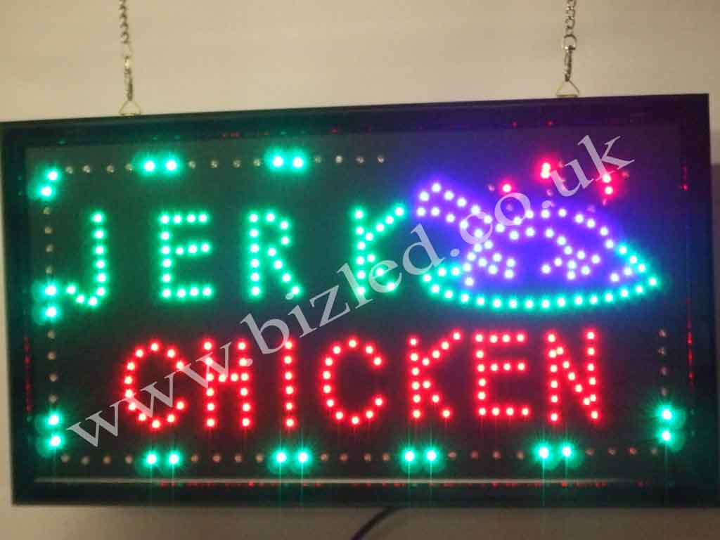Large 2 Mode Flashing JERK CHICKEN catering food led new  window Shop signs
