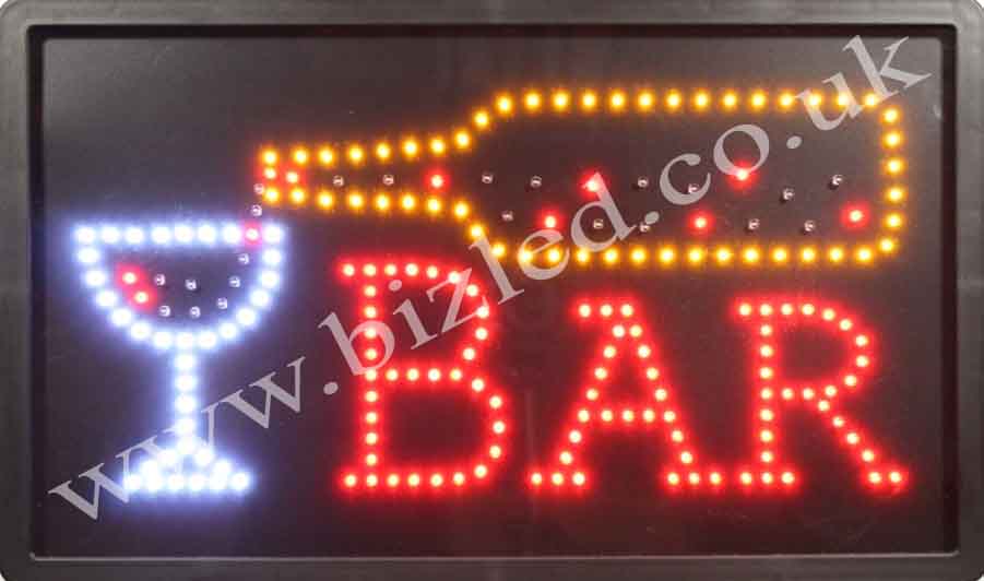 QUALITY FLASHING OPEN BAR BOTTLE LED new window shop signs