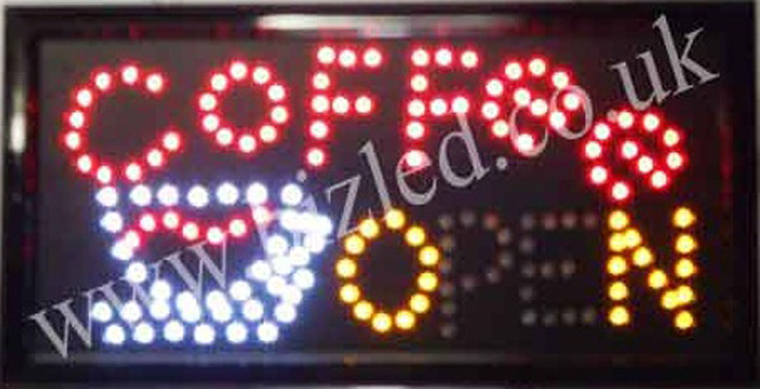 2 mode Flashing Coffee OPEN catering food led new window Shop signs