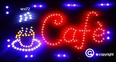 Large 2 mode Flashing CAFÉ coffee catering food led new window Shop signs