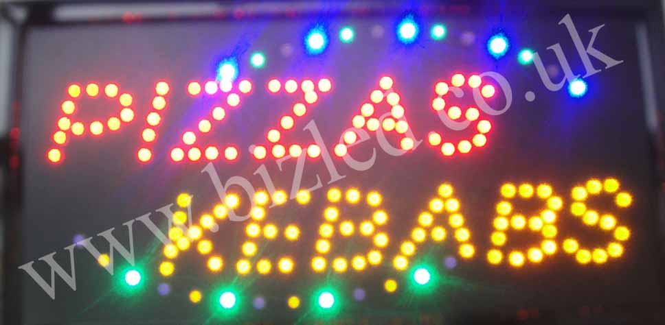 2 mode Flashing PIZZAs KEBABS catering food led new window Shop signs