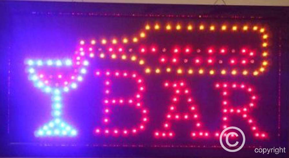 2 mode Flashing bottle with bar with red dots lines led new window Shop signs