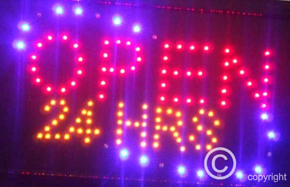 2 mode Flashing open 24 HRS led new window Shop signs