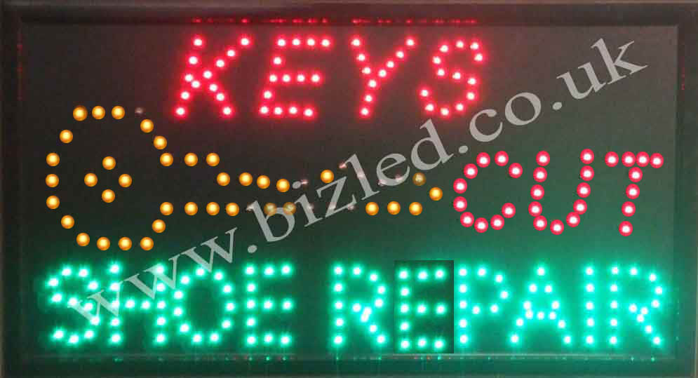 Large 2 mode Flashing KEYS SHOE DELIVERY led new window Shop signs