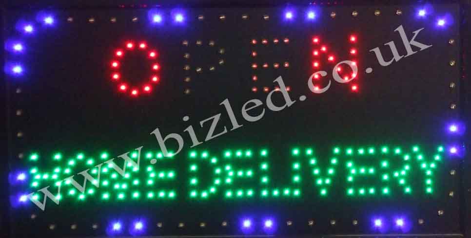 Large 2 mode Flashing OPEN HOME DELIVERY led new window Shop signs flashing"Open" sign. Suitable for any business of any nature! Which does home delivery