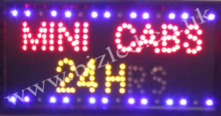 2 mode Flashing MINI CABS 24HRS led new window Shop signs Catch a cab with this brightly flashing coloured "mini cabs" sign