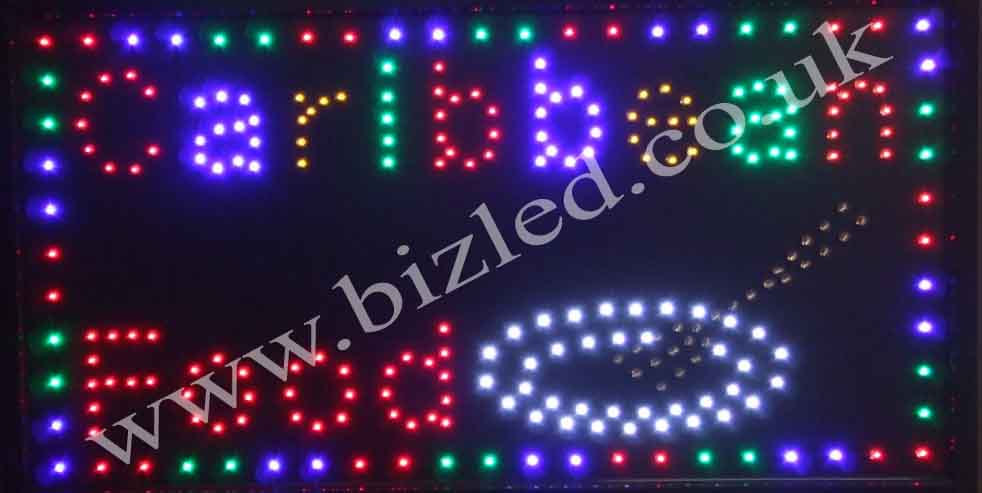 Large 2 mode Flashing CARIBBEAN catering led new window Shop signs