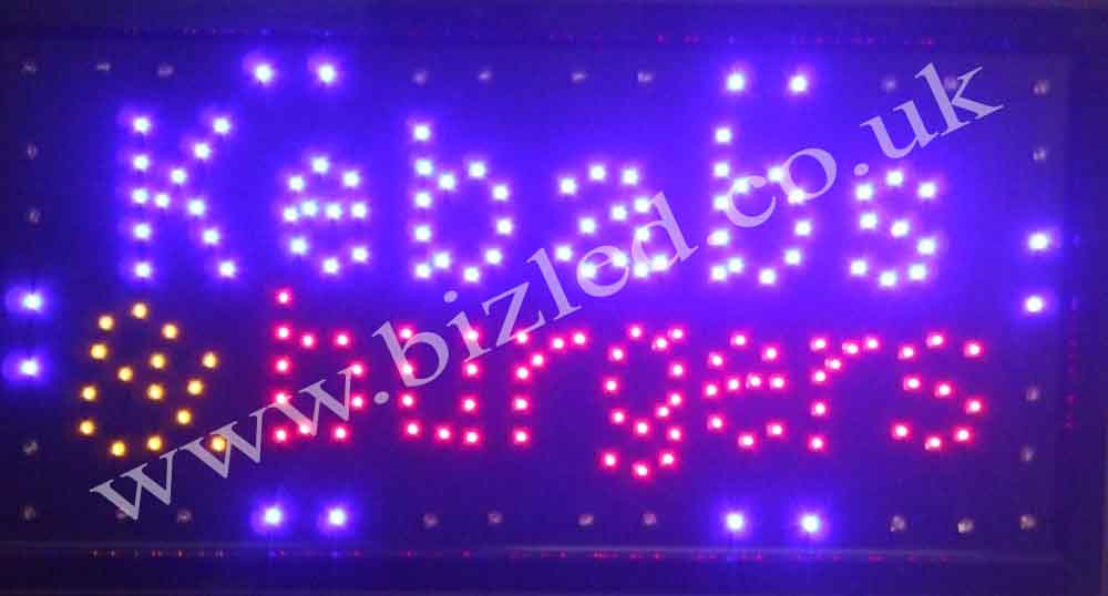 2 mode Flashing kebabs burgers catering led new window Shop signs