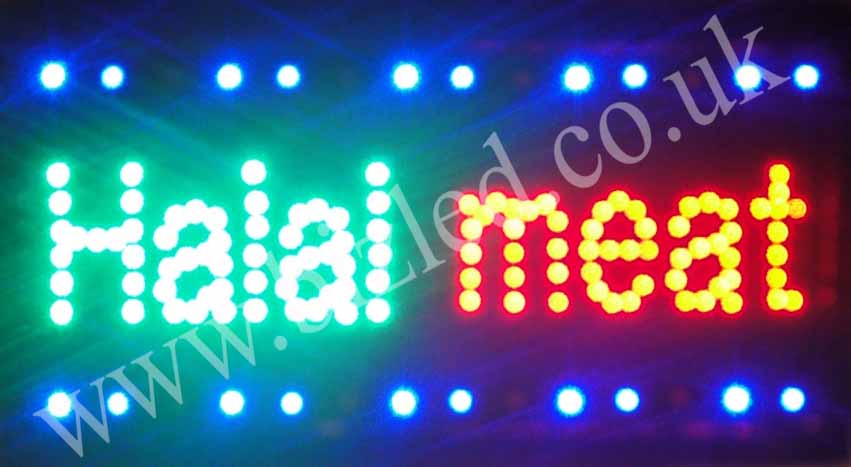 2 mode Flashing HALAL MEAT catering led new window Shop signs
