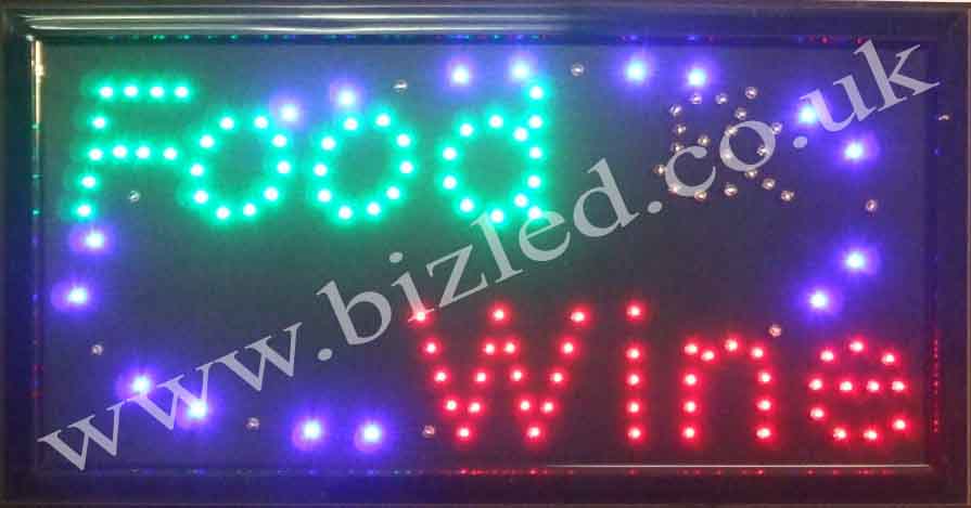 2 mode Flashing FOOD WINE groceries led new window Shop signs