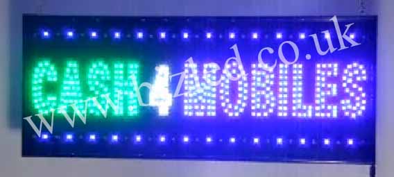 2 mode Flashing CASH 4 MOBILES led new window Shop signs