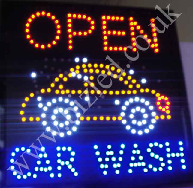 Large 2 mode Flashing open car wash led new window Shop signs