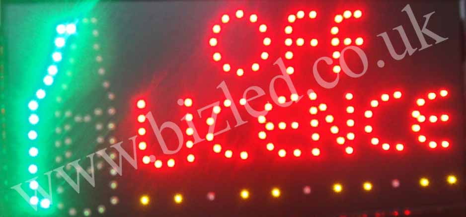 2 mode Flashing off licence with bottle led new window Shop signs