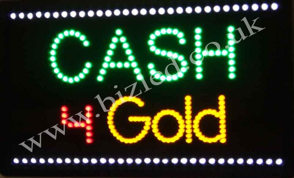 QUALITY FLASHING CASH 4 GOLD LED new window shop signs