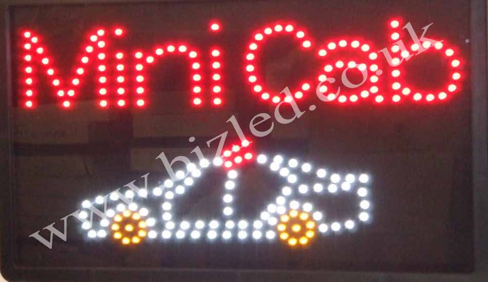 QUALITY FLASHING MINI CAB LED new window shop signs