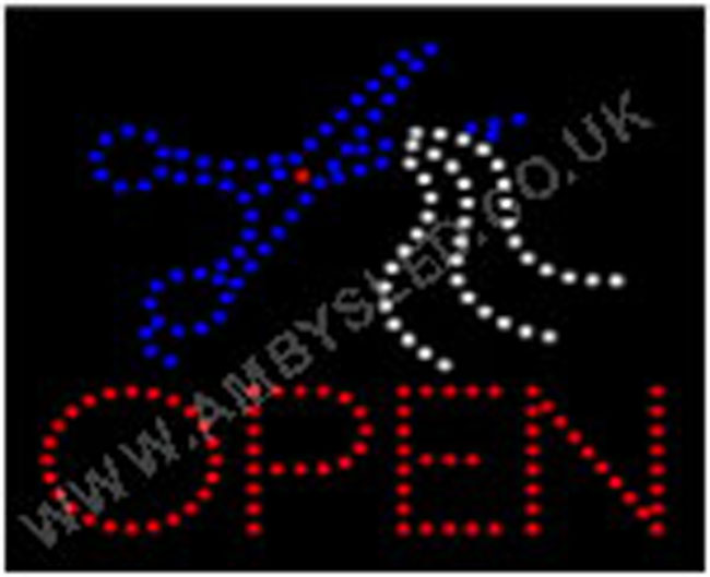 QUALITY FLASHING OPEN SCISSOR  beauty LED new shop signs