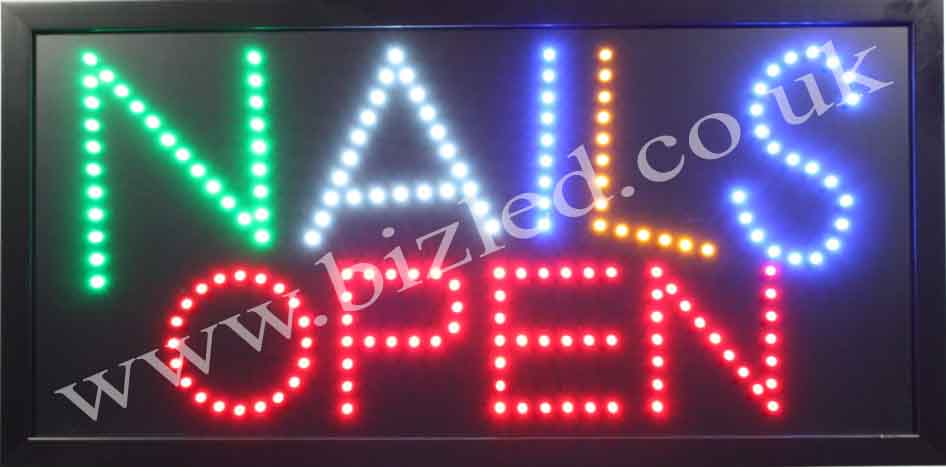 QUALITY FLASHING NAILS OPEN  beauty LED new shop signs