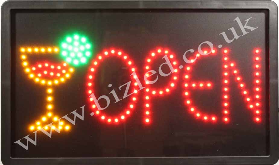 QUALITY FLASHING OPEN WINE LED new window shop signs