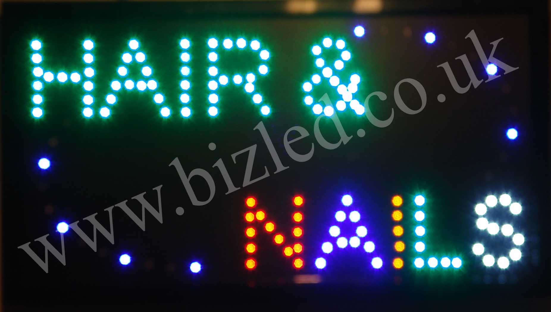 Large 2 mode Flashing HAIR & NAILS led new window Shop signs