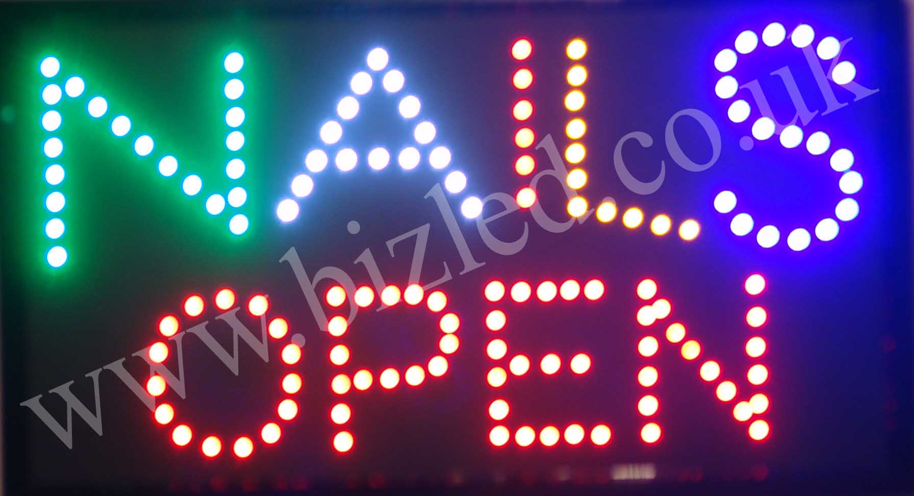 Large 2 mode Flashing NAILS OPEN led new window Shop signs
