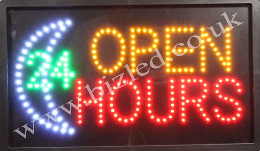 QUALITY FLASHING OPEN 24 HOURS LED new window shop signs