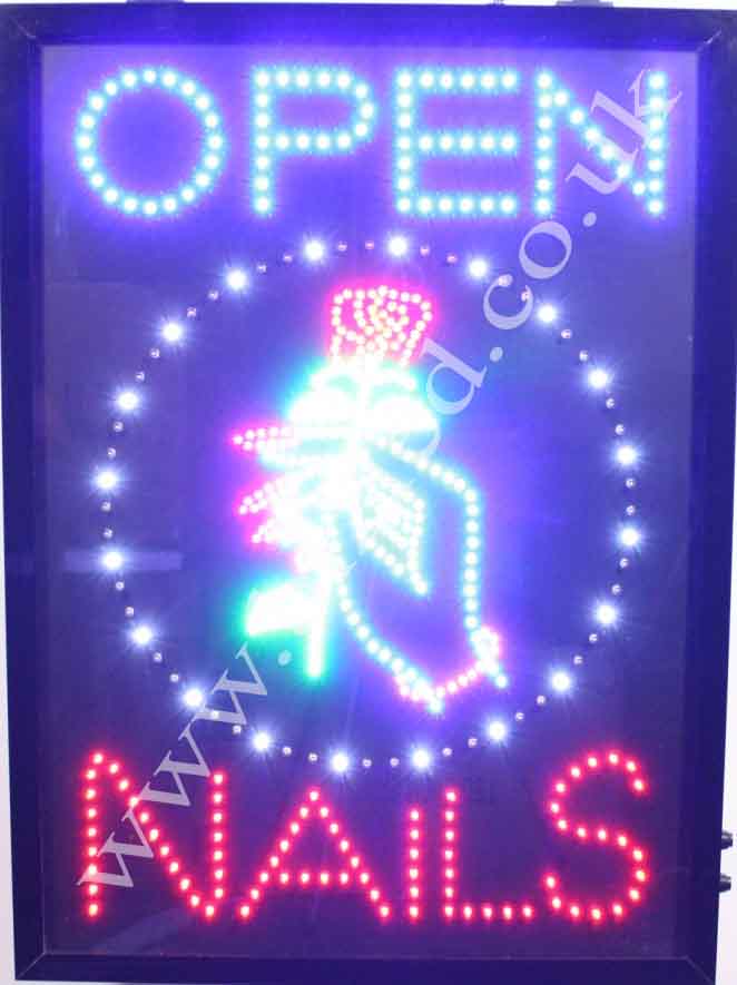 QUALITY FLASHING OPEN NAILS beauty LED new  shop signs