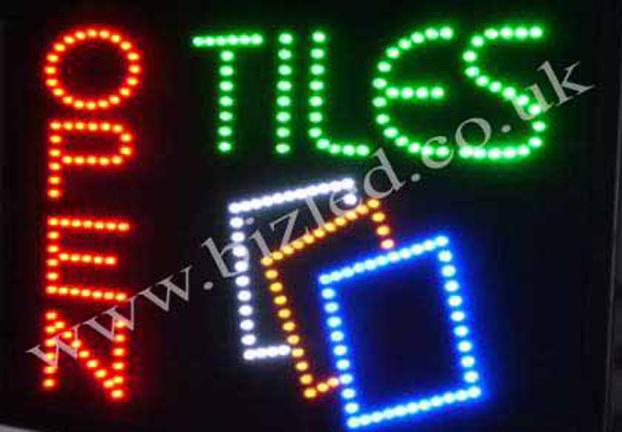 QUALITY FLASHING OPEN TILES LED new window shop signs