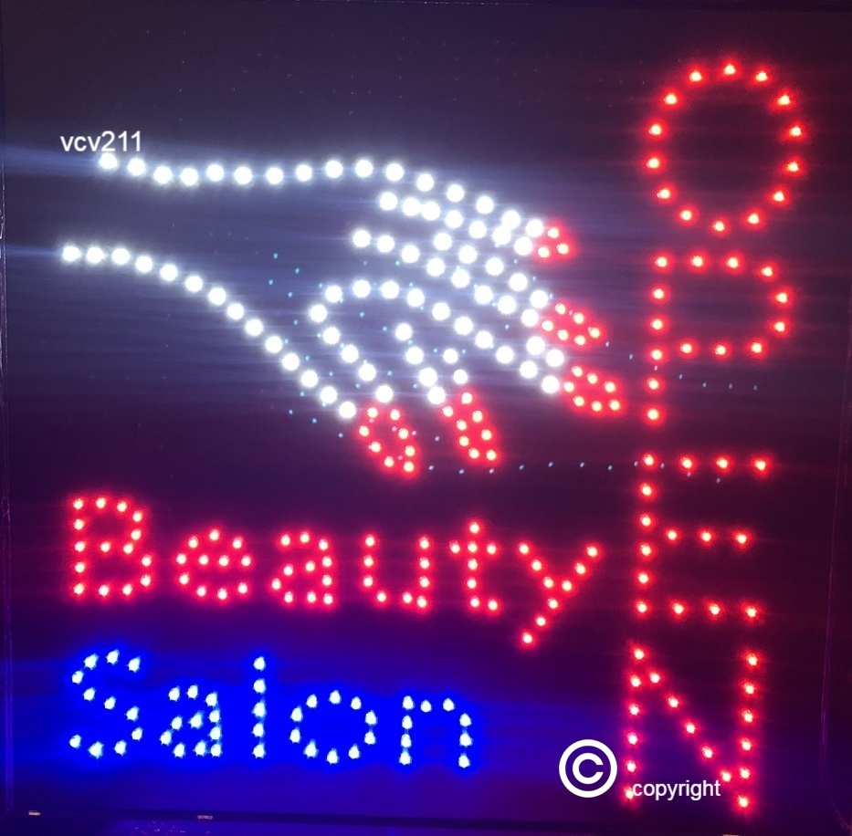 Large 2 mode Flashing open BEAUTY SALON led new window Shop signs