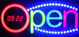 OPEN NEON LED Sign - colour red,green,blue,pink - LED chasing curves - neon14