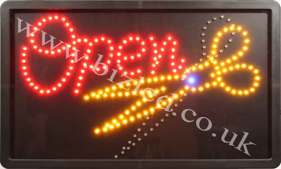 QUALITY FLASHING OPEN SCISSOR LED new window shop signs