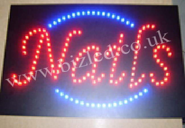QUALITY FLASHING NAILS beauty LED new window shop signs