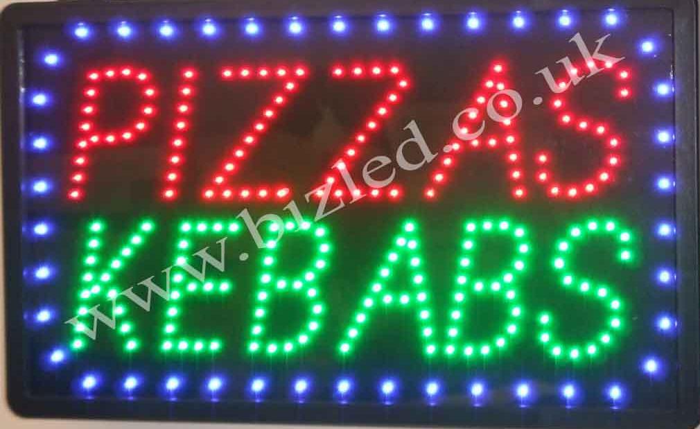 QUALITY FLASHING PIZZA KEBAB catering LED new shop signs