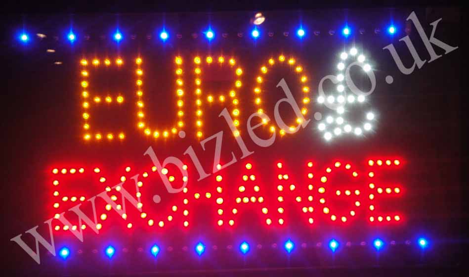 QUALITY FLASHING EURO EXCHANGE LED new window shop signs
