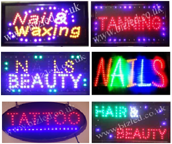 Nail waxing Tanning Nail beauty  Tattoo Hair beauty Flashing led window Shop signs- 2 mode