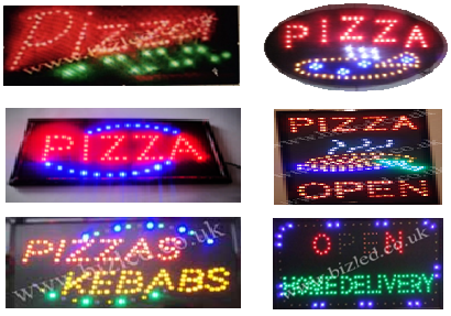 Pizza open Pizza kebabs  Open home delivery Flashing led window Shop signs-2 mode