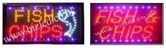 Fish and chips Flashing led window Shop signs-2 mode