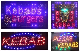Kebabs burgers Doner kebab Pizza kebab Flashing led window Shop signs-2 mode