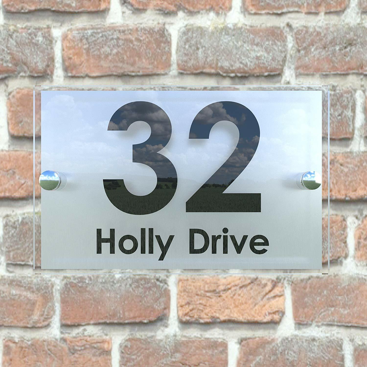 Contemporary House Sign Plaques Door Numbers Personalised Address Acrylic