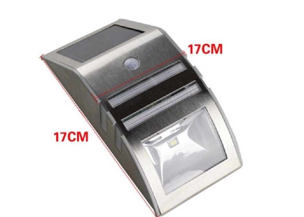 SW Solar Powered Bright Led Wireless PIR Motion Sensor Security Steps Wall Light
