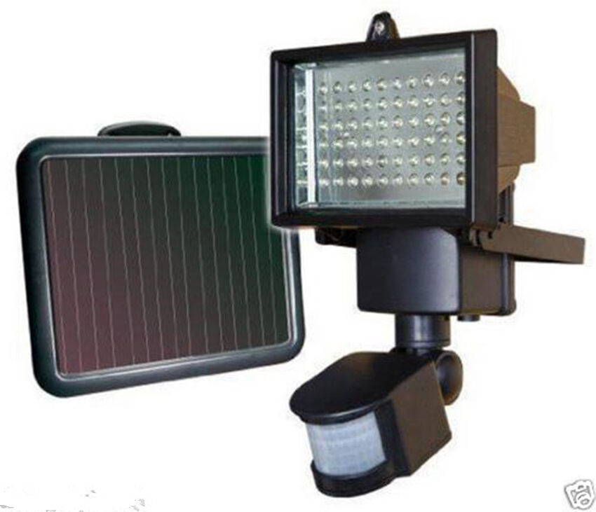 SOLAR POWER 60 LED RECHARGEABLE PIR MOTION SENSOR SECURITY LIGHT OUTDOOR GARDEN