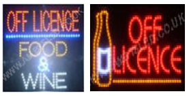 QUALITY FLASHING  Off licence food wine LED new window shop signs –several functions